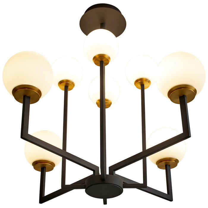 Oxygen 3-28-1540 LED Chandelier, Black W/ Aged Brass
