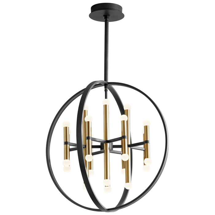 Oxygen 3-684-1540 LED Chandelier, Black W/ Aged Brass