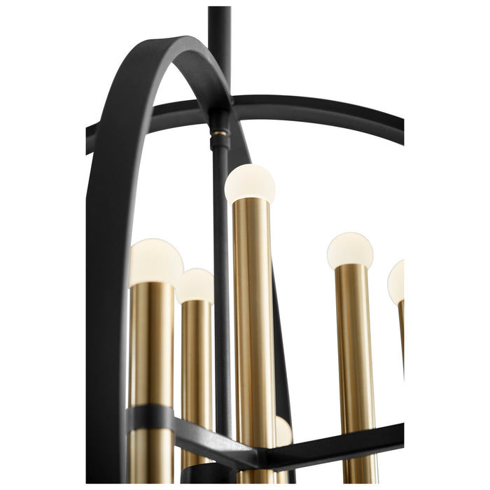 Oxygen 3-684-1540 LED Chandelier, Black W/ Aged Brass