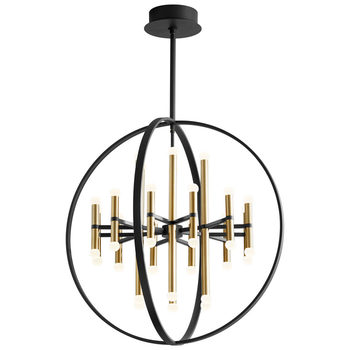 Oxygen 3-685-1540 LED Chandelier, Black W/ Aged Brass