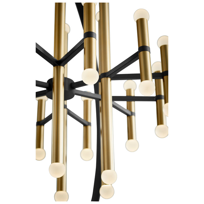Oxygen 3-685-1540 LED Chandelier, Black W/ Aged Brass