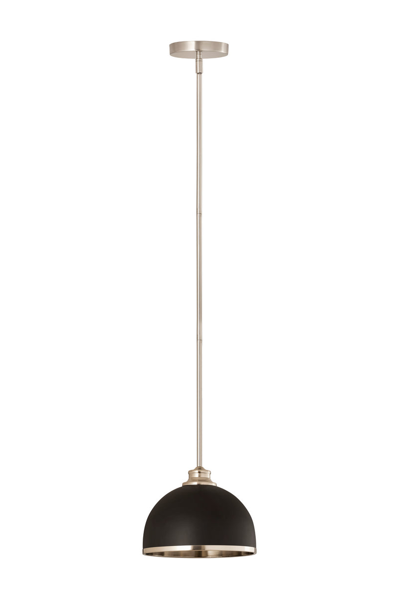 Z-Lite 1004P10-MB-BN One Light Pendant, Matte Black + Brushed Nickel