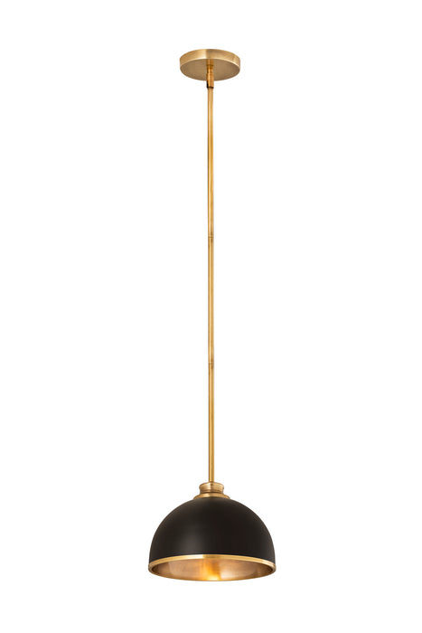 Z-Lite 1004P10-MB-RB One Light Pendant, Matte Black + Rubbed Brass