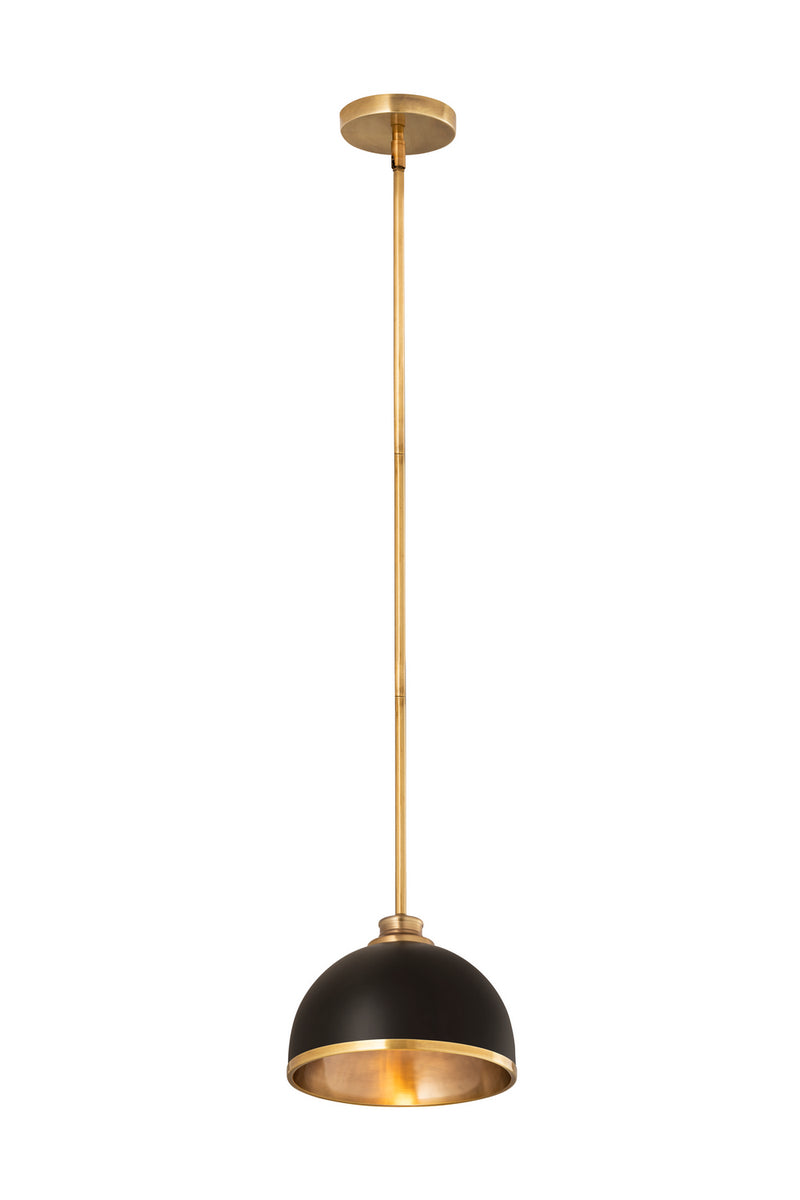 Z-Lite 1004P10-MB-RB One Light Pendant, Matte Black + Rubbed Brass