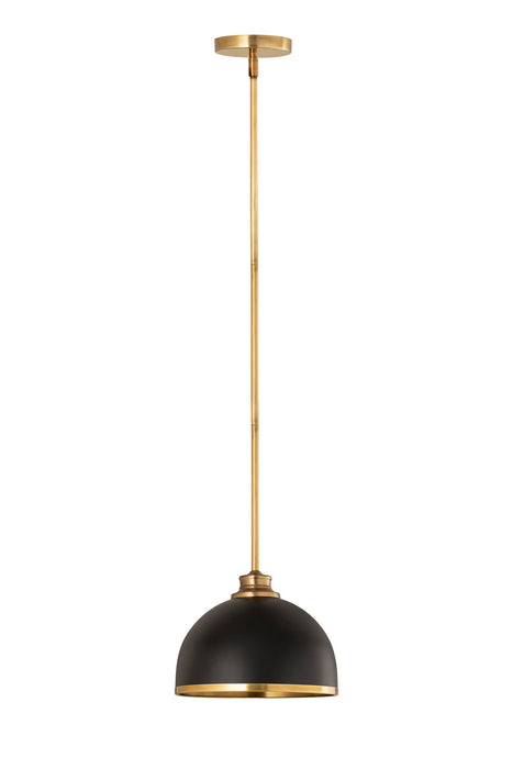Z-Lite 1004P10-MB-RB One Light Pendant, Matte Black + Rubbed Brass