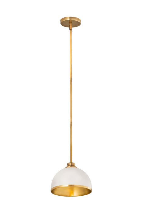 Z-Lite 1004P10-MW-RB One Light Pendant, Matte White + Rubbed Brass