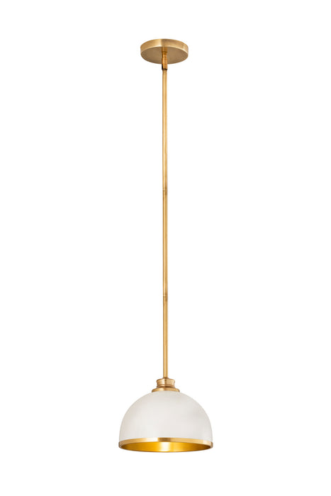 Z-Lite 1004P10-MW-RB One Light Pendant, Matte White + Rubbed Brass