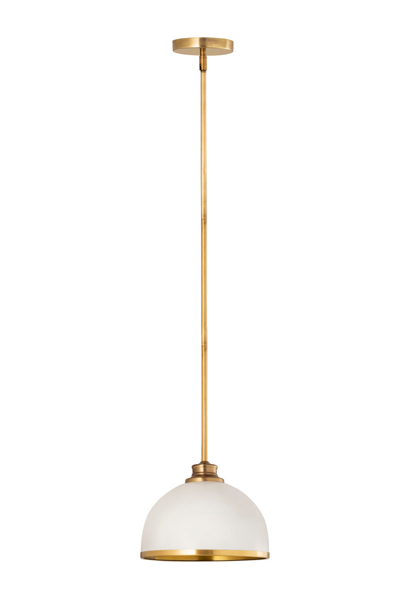 Z-Lite 1004P10-MW-RB One Light Pendant, Matte White + Rubbed Brass