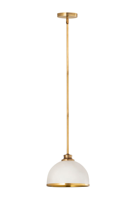 Z-Lite 1004P10-MW-RB One Light Pendant, Matte White + Rubbed Brass