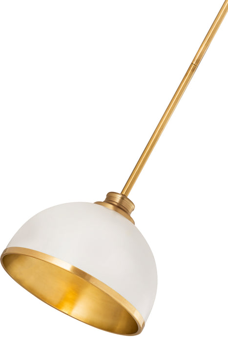 Z-Lite 1004P10-MW-RB One Light Pendant, Matte White + Rubbed Brass