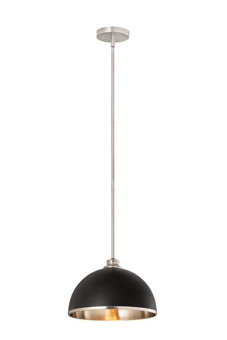 Z-Lite 1004P14-MB-BN One Light Pendant, Matte Black + Brushed Nickel
