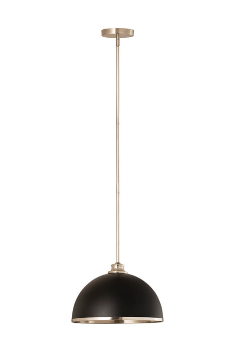 Z-Lite 1004P14-MB-BN One Light Pendant, Matte Black + Brushed Nickel
