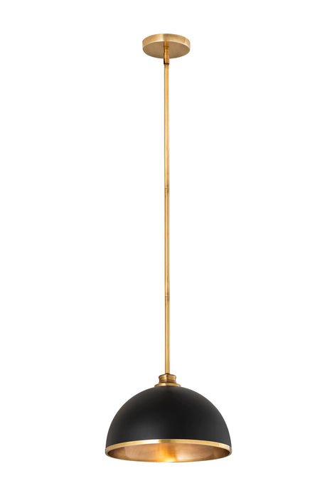 Z-Lite 1004P14-MB-RB One Light Pendant, Matte Black + Rubbed Brass