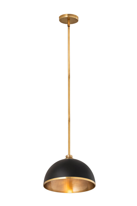 Z-Lite 1004P14-MB-RB One Light Pendant, Matte Black + Rubbed Brass