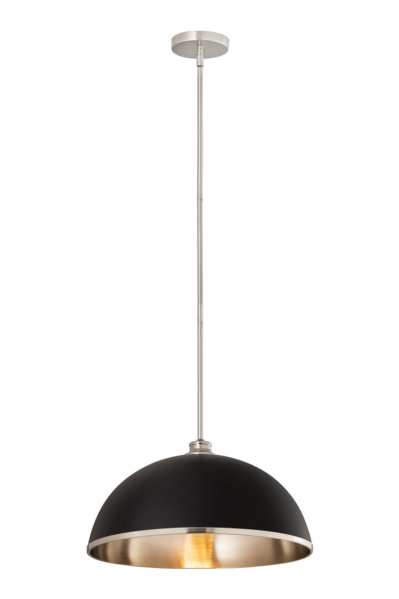 Z-Lite 1004P20-MB-BN One Light Pendant, Matte Black + Brushed Nickel