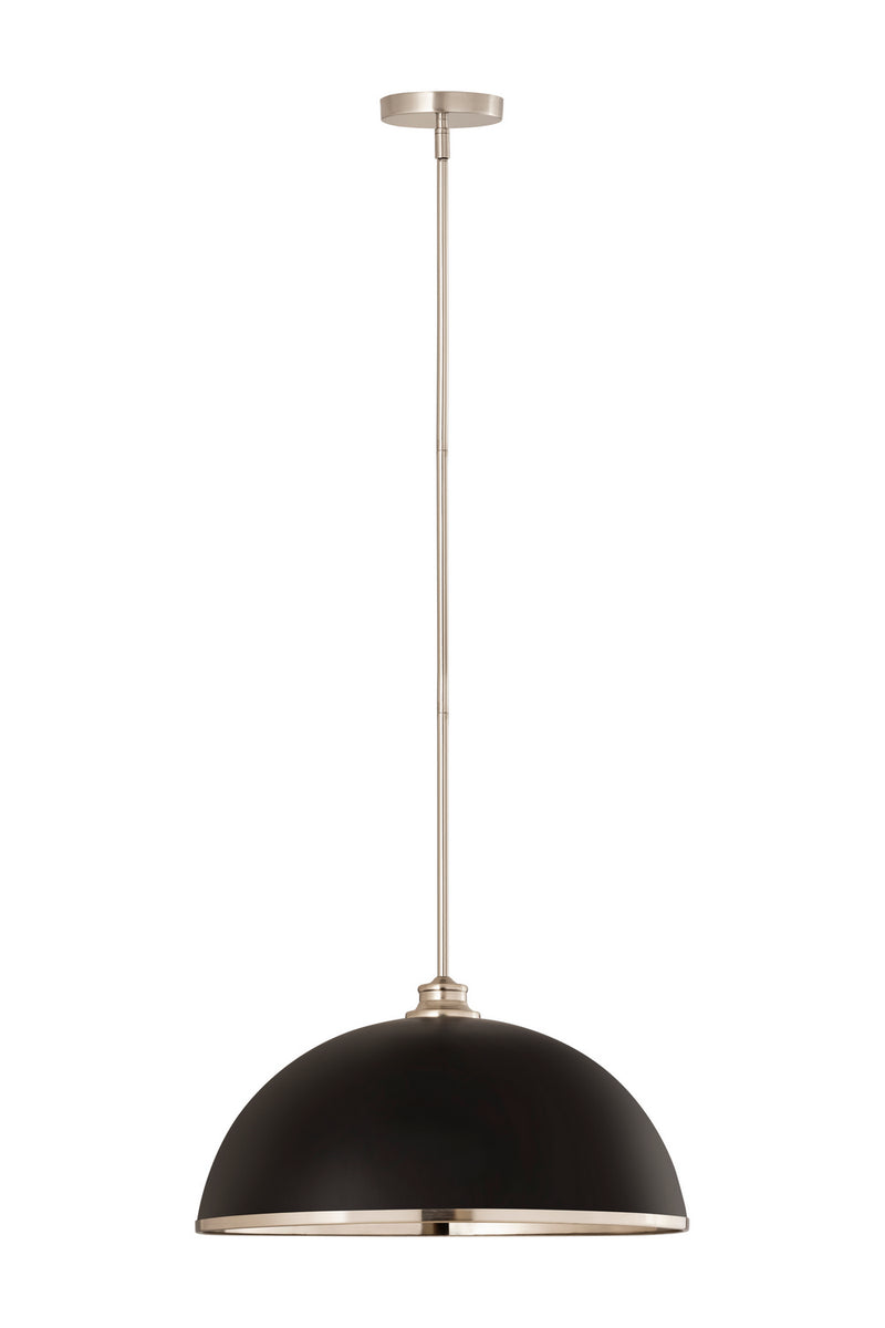 Z-Lite 1004P20-MB-BN One Light Pendant, Matte Black + Brushed Nickel