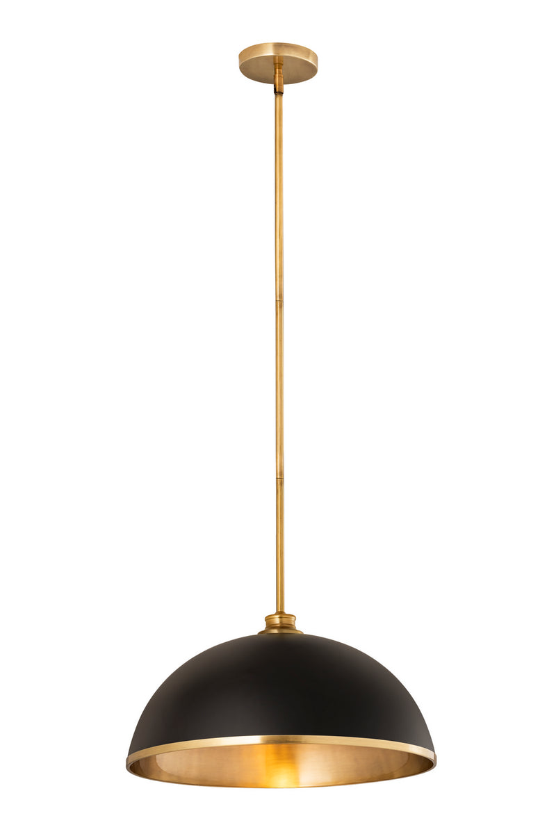 Z-Lite 1004P20-MB-RB One Light Pendant, Matte Black + Rubbed Brass