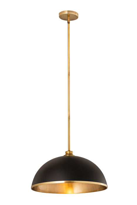 Z-Lite 1004P20-MB-RB One Light Pendant, Matte Black + Rubbed Brass