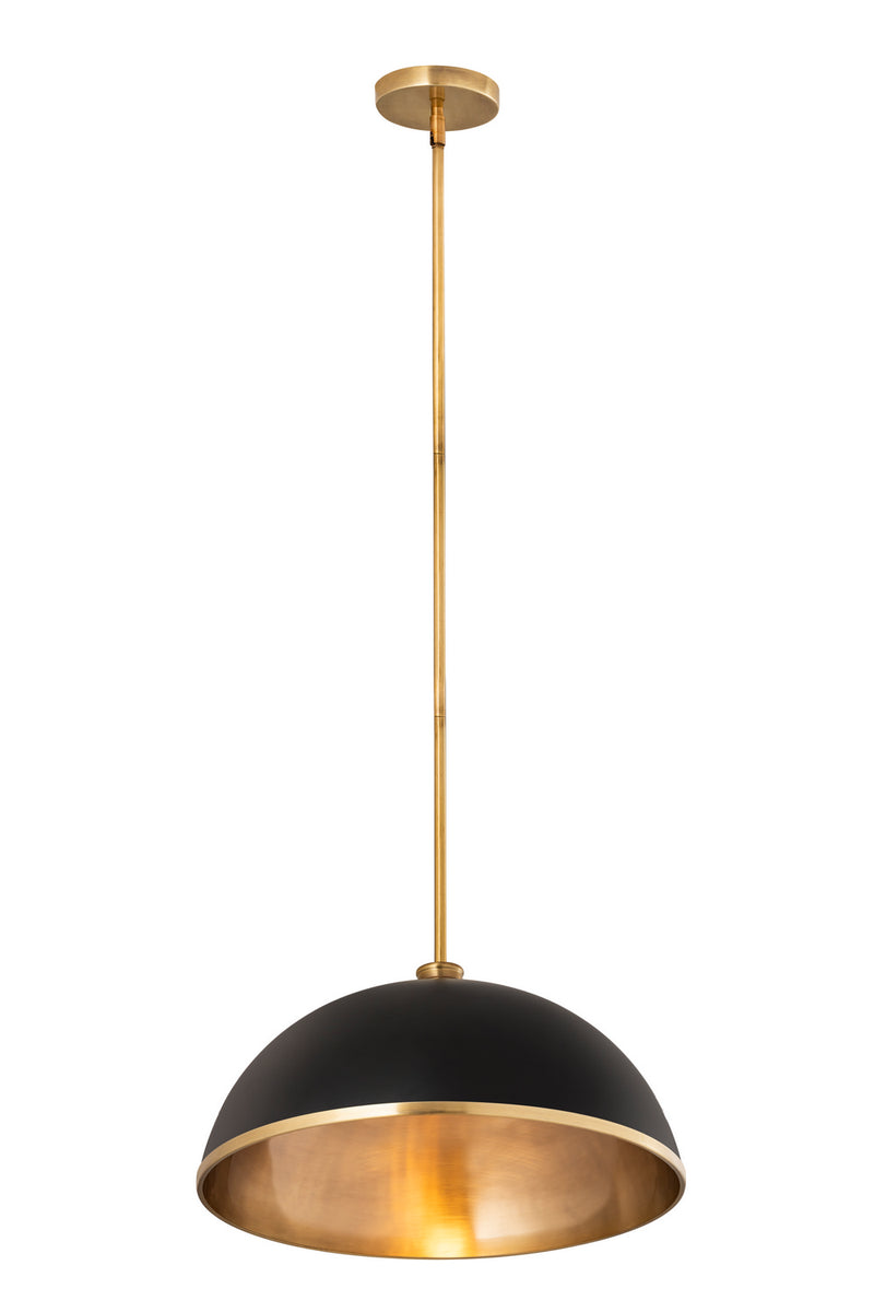 Z-Lite 1004P20-MB-RB One Light Pendant, Matte Black + Rubbed Brass