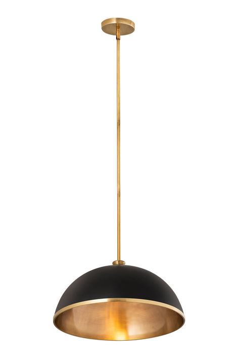 Z-Lite 1004P20-MB-RB One Light Pendant, Matte Black + Rubbed Brass