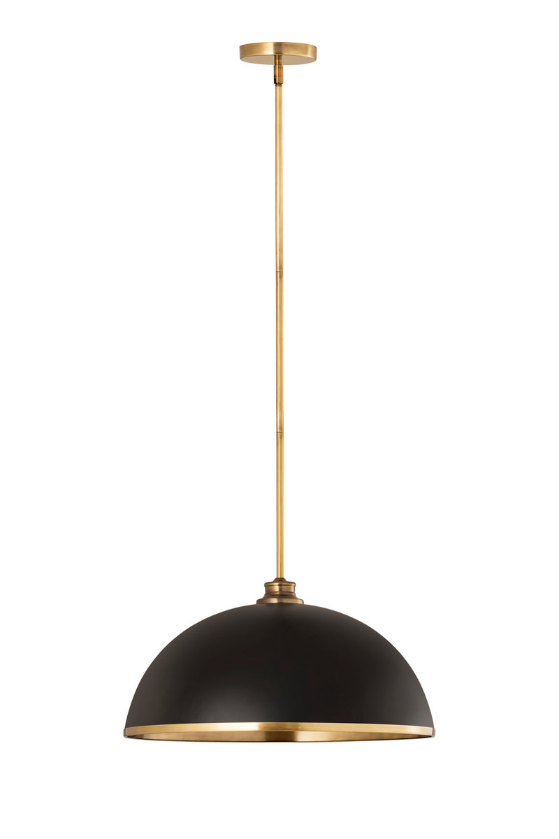 Z-Lite 1004P20-MB-RB One Light Pendant, Matte Black + Rubbed Brass