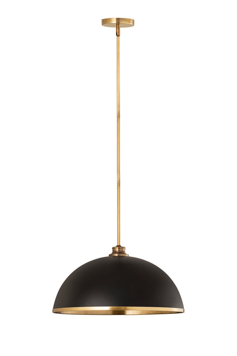 Z-Lite 1004P20-MB-RB One Light Pendant, Matte Black + Rubbed Brass