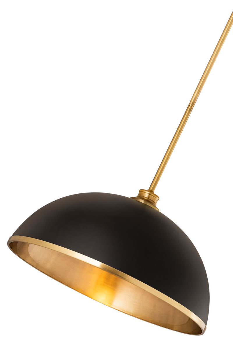 Z-Lite 1004P20-MB-RB One Light Pendant, Matte Black + Rubbed Brass