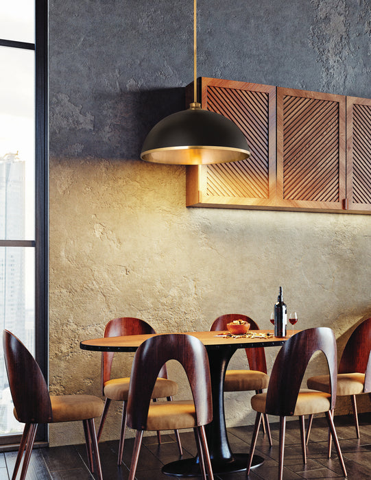 Z-Lite 1004P20-MB-RB One Light Pendant, Matte Black + Rubbed Brass