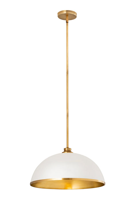 Z-Lite 1004P20-MW-RB One Light Pendant, Matte White + Rubbed Brass