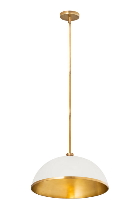 Z-Lite 1004P20-MW-RB One Light Pendant, Matte White + Rubbed Brass