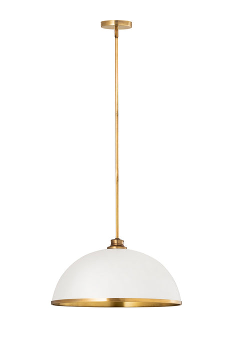 Z-Lite 1004P20-MW-RB One Light Pendant, Matte White + Rubbed Brass