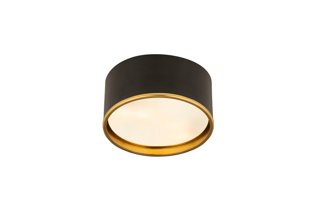 Z-Lite 2303F2-MB-RB Two Light Flush Mount, Matte Black + Rubbed Brass