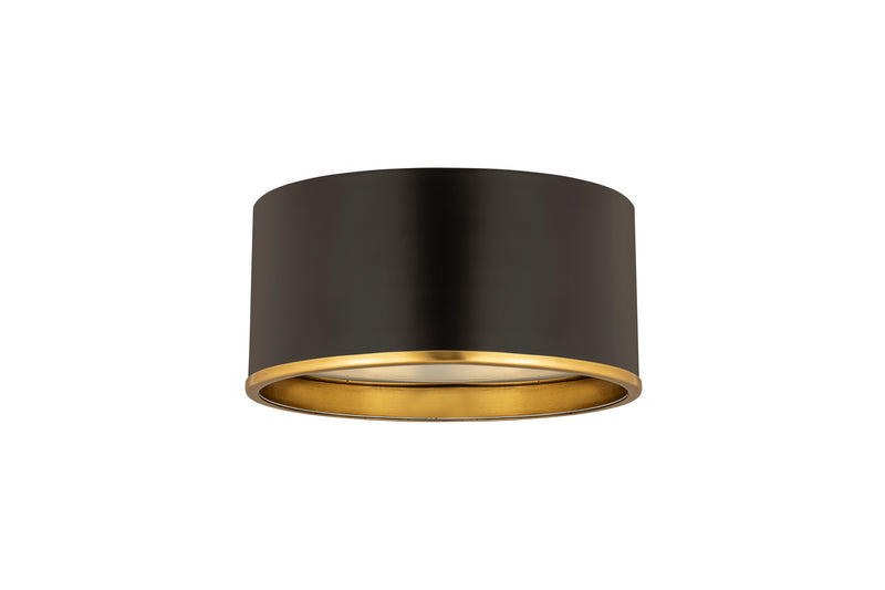 Z-Lite 2303F2-MB-RB Two Light Flush Mount, Matte Black + Rubbed Brass