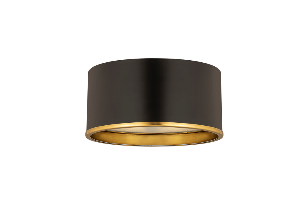 Z-Lite 2303F2-MB-RB Two Light Flush Mount, Matte Black + Rubbed Brass