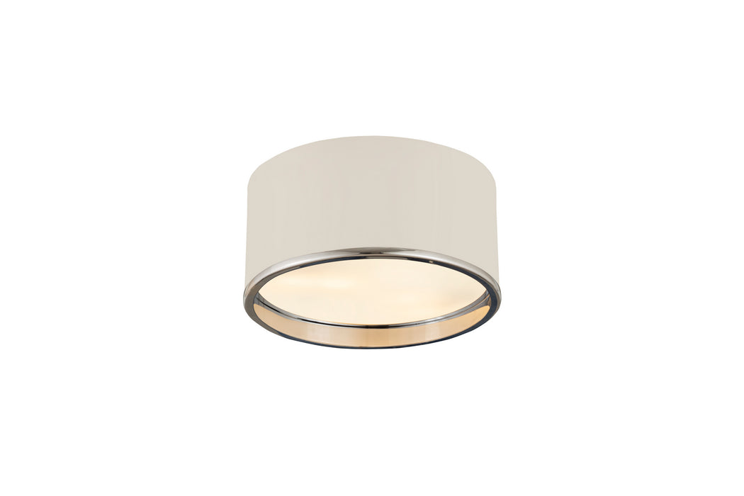 Z-Lite 2303F2-MW-CH Two Light Flush Mount, Matte White + Chrome