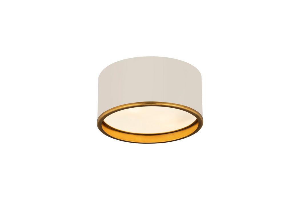 Z-Lite 2303F2-MW-RB Two Light Flush Mount, Matte White + Rubbed Brass