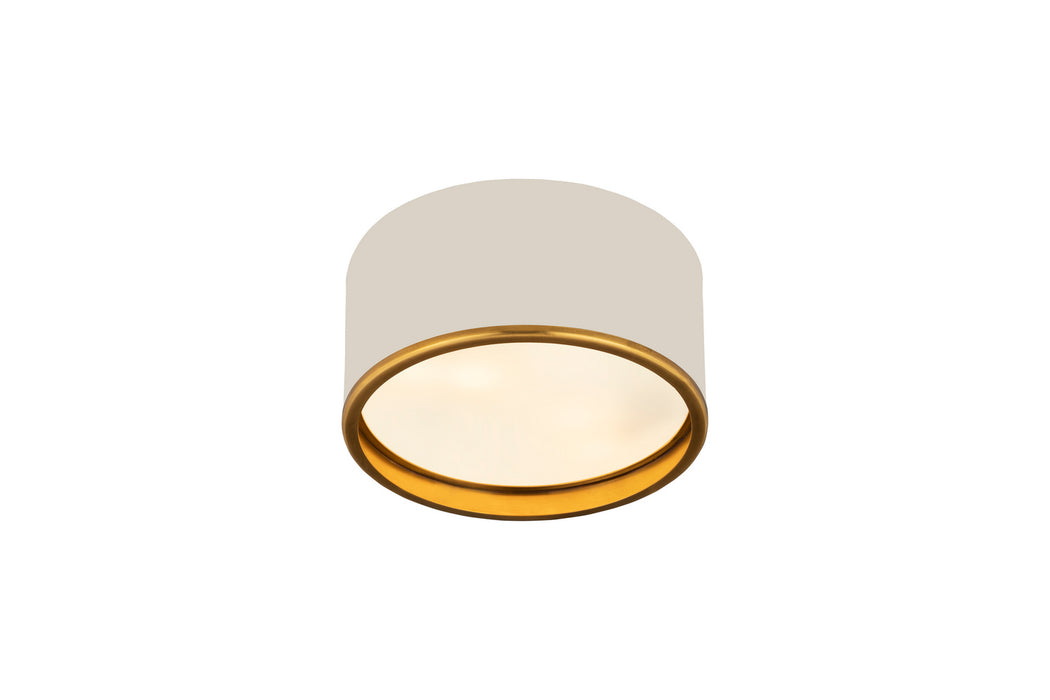 Z-Lite 2303F2-MW-RB Two Light Flush Mount, Matte White + Rubbed Brass