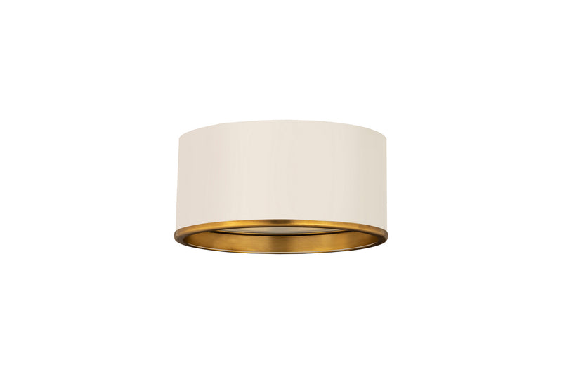 Z-Lite 2303F2-MW-RB Two Light Flush Mount, Matte White + Rubbed Brass