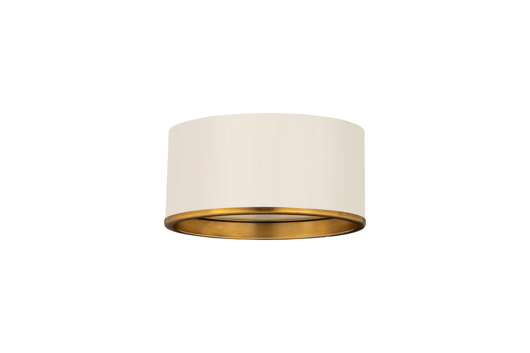 Z-Lite 2303F2-MW-RB Two Light Flush Mount, Matte White + Rubbed Brass
