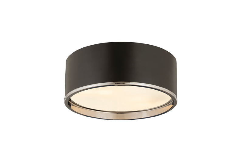 Z-Lite 2303F3-MB-CH Three Light Flush Mount, Matte Black + Chrome