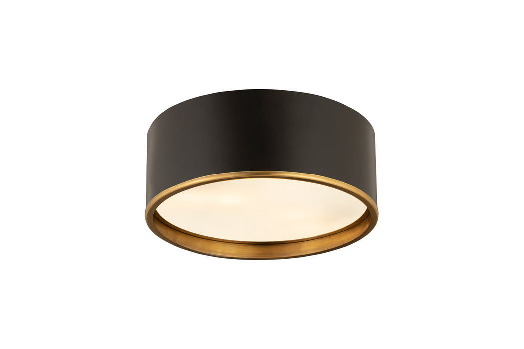 Z-Lite 2303F3-MB-RB Three Light Flush Mount, Matte Black + Rubbed Brass
