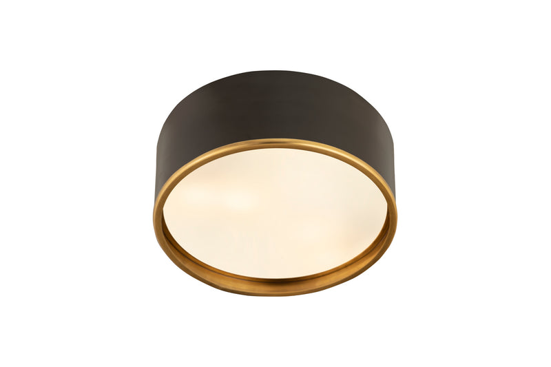 Z-Lite 2303F3-MB-RB Three Light Flush Mount, Matte Black + Rubbed Brass