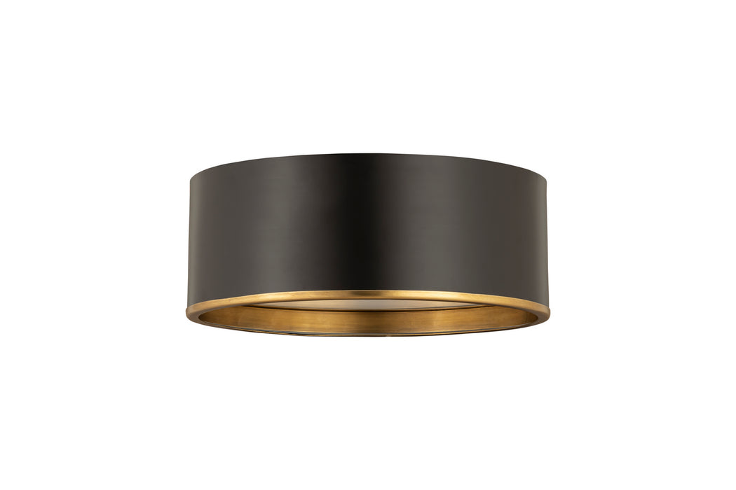 Z-Lite 2303F3-MB-RB Three Light Flush Mount, Matte Black + Rubbed Brass