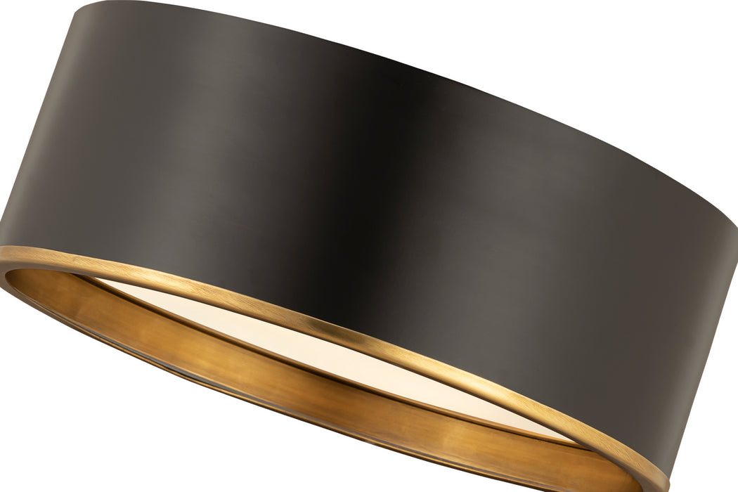 Z-Lite 2303F3-MB-RB Three Light Flush Mount, Matte Black + Rubbed Brass