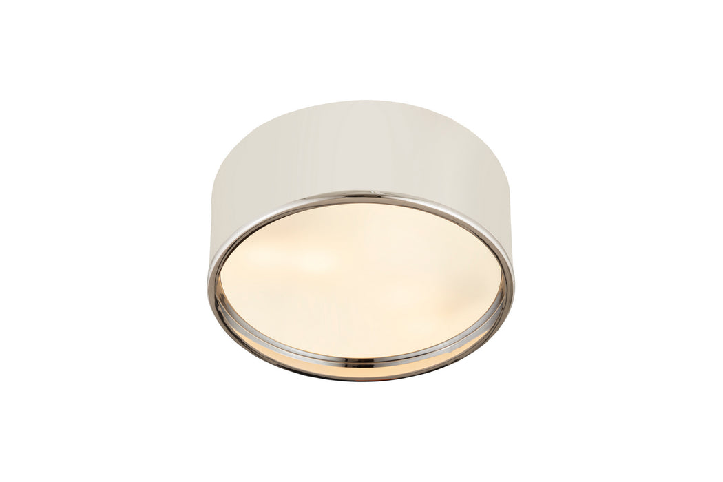 Z-Lite 2303F3-MW-CH Three Light Flush Mount, Matte White + Chrome