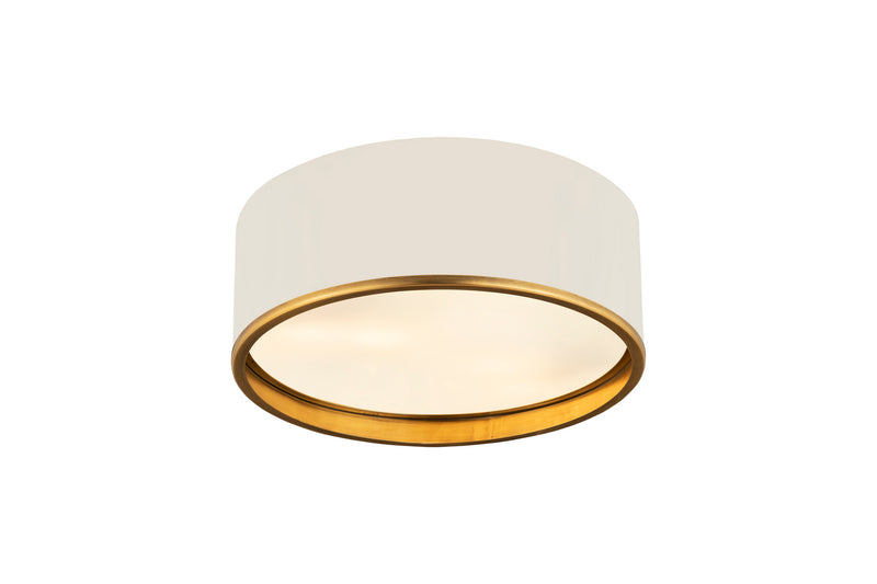 Z-Lite 2303F3-MW-RB Three Light Flush Mount, Matte White + Rubbed Brass