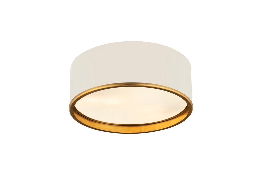 Z-Lite 2303F3-MW-RB Three Light Flush Mount, Matte White + Rubbed Brass
