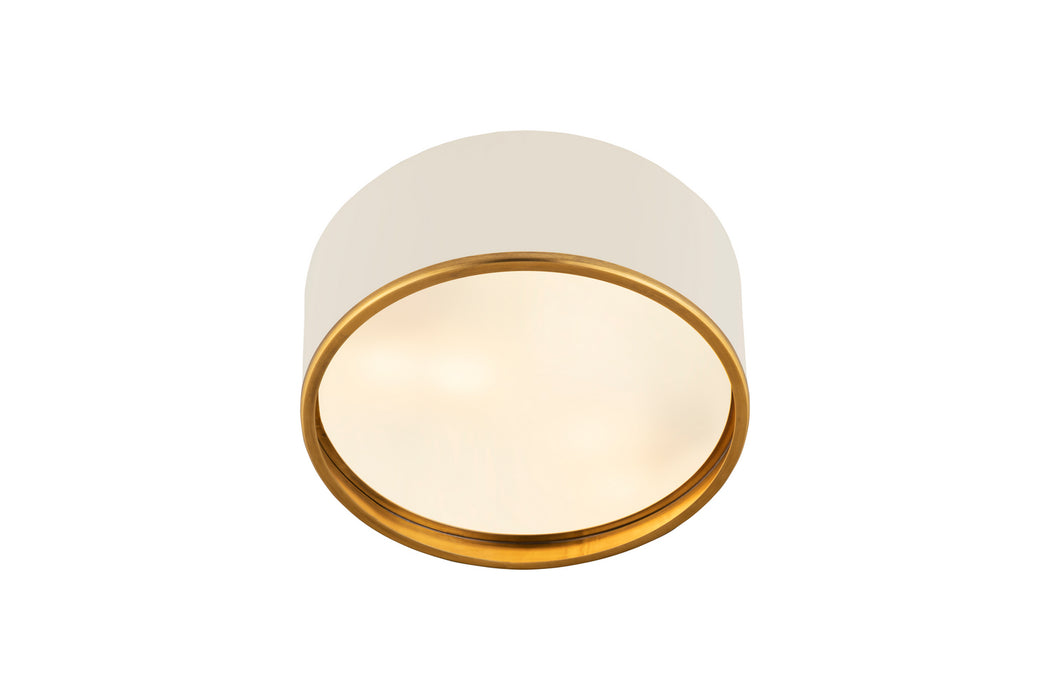 Z-Lite 2303F3-MW-RB Three Light Flush Mount, Matte White + Rubbed Brass