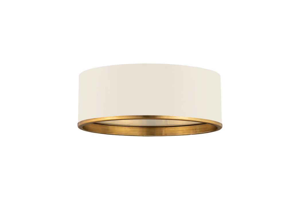 Z-Lite 2303F3-MW-RB Three Light Flush Mount, Matte White + Rubbed Brass