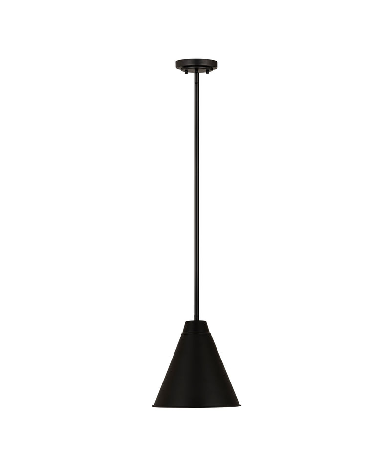 Z-Lite 6011P12-MB One Light Pendant, Matte Black